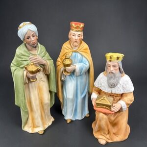 Homco Three Wise Men Nativity Figurines Porcelain Christmas Magi Set of 3 Large